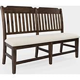 Bakersfield 57" Dining Bench in Brushed Wood & Cream Fabric